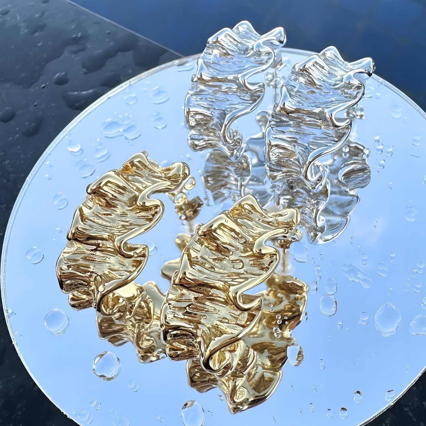 Rippled Radiance Hoop Earrings