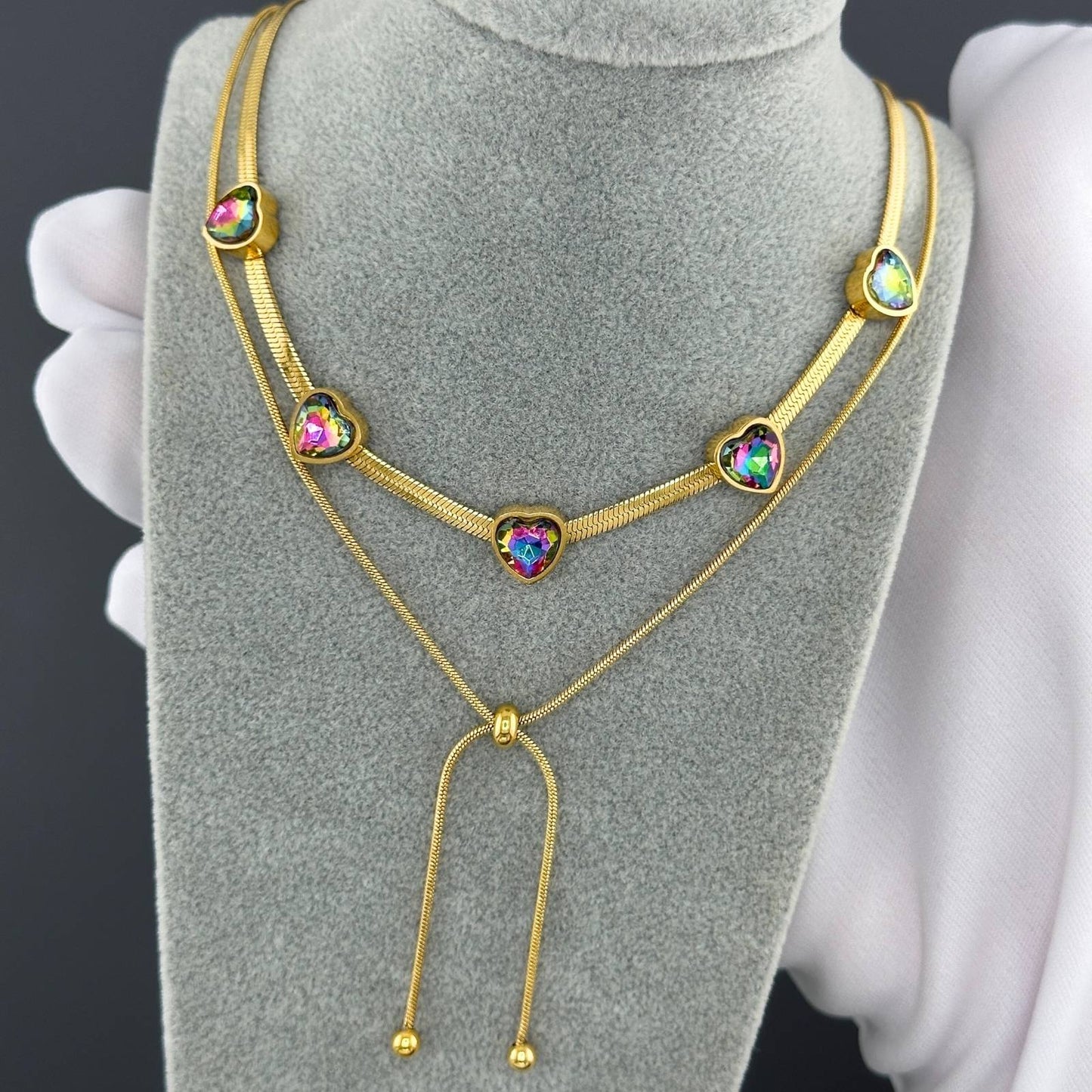 Golden Cascade Lariat Necklace