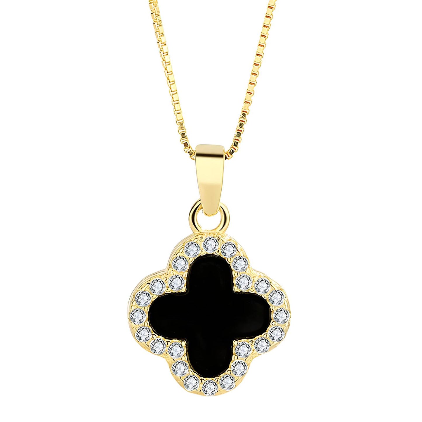 Four-leaf clover box chain necklace