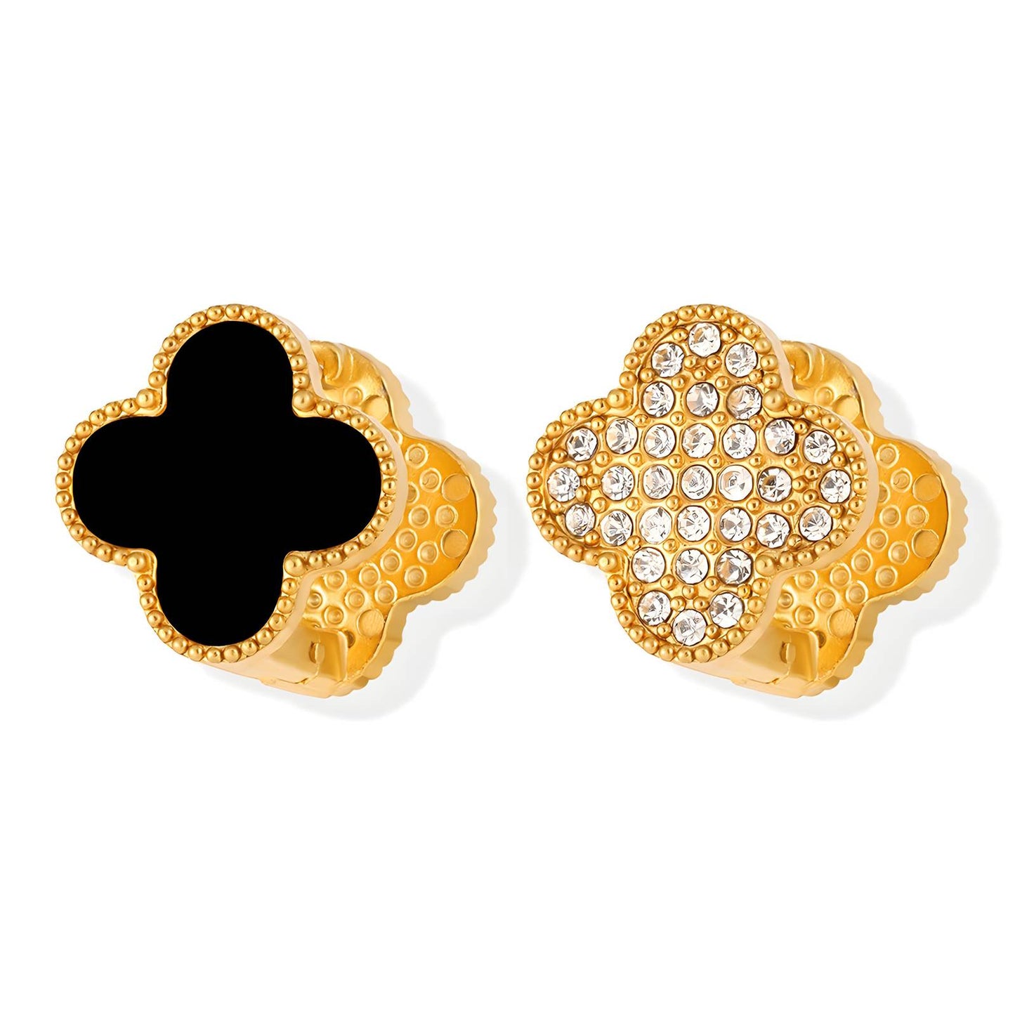 Four leaf clover dual side congo earring