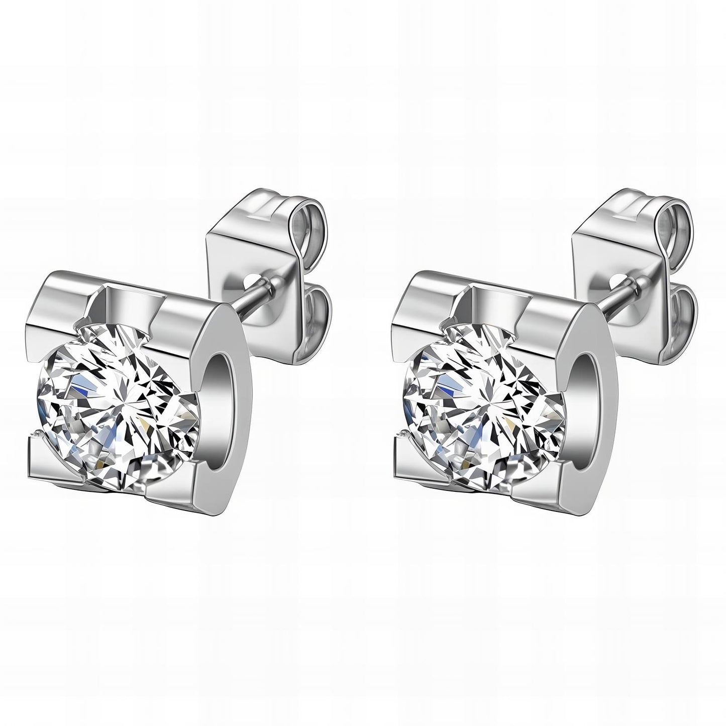 Enclosed stud earring - Available in Silver & Gold