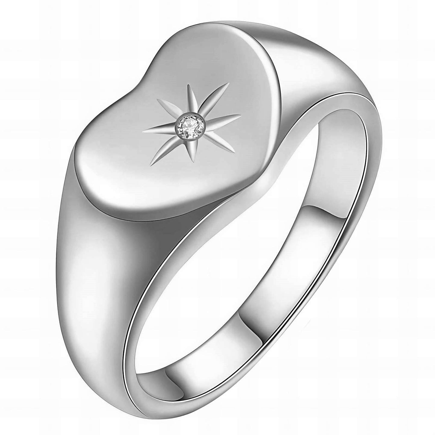 Celestial Glow Heart Signet Ring