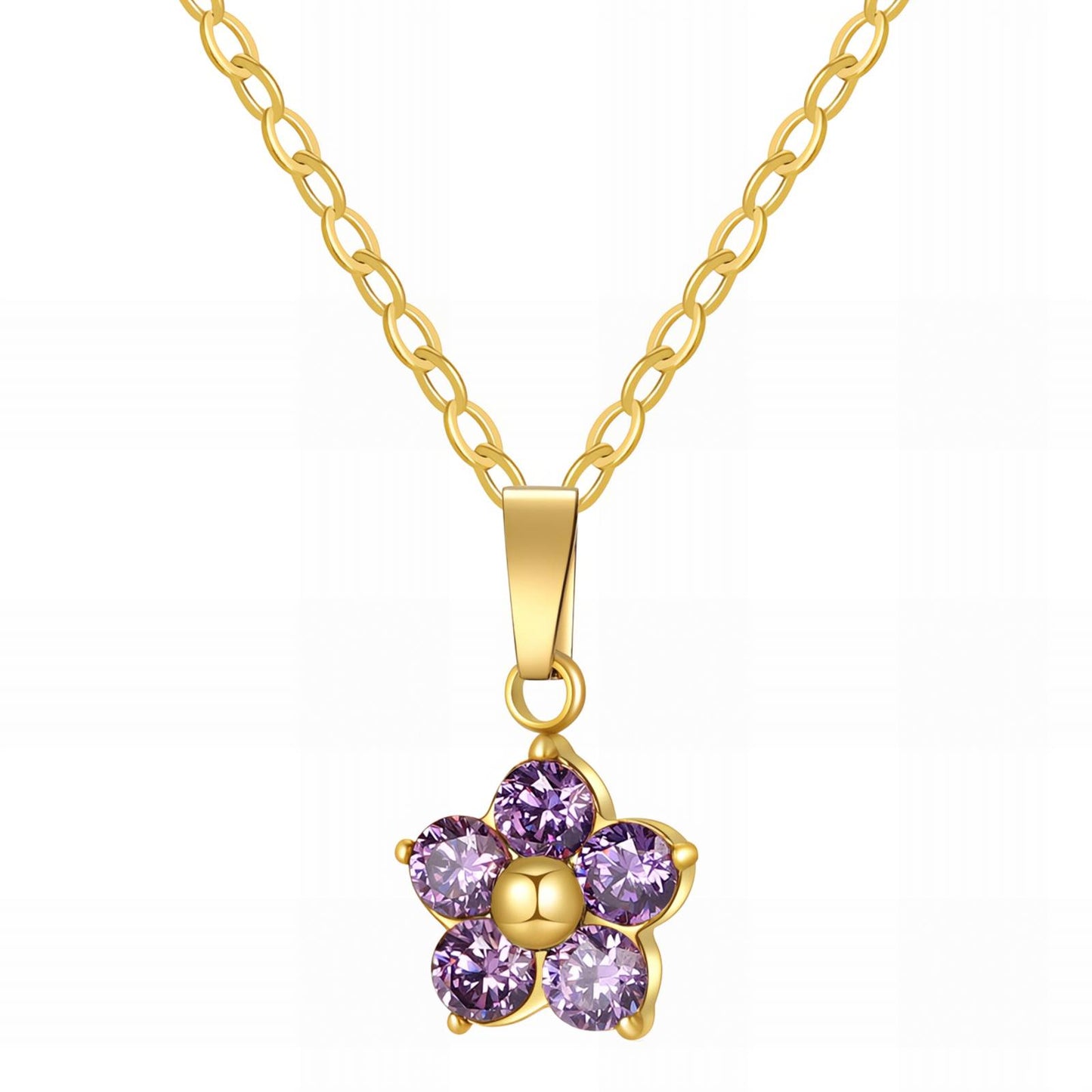 Amethyst Petal Charm Necklace