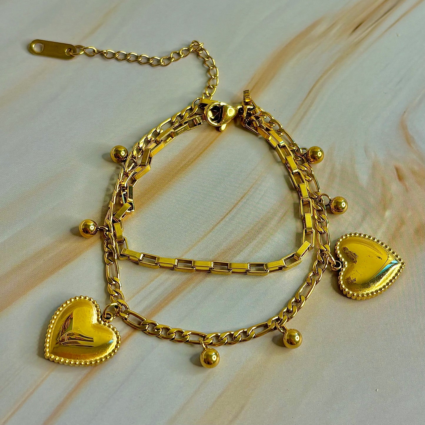 Duo Heart Harmony Bracelet - Available in Silver & Gold