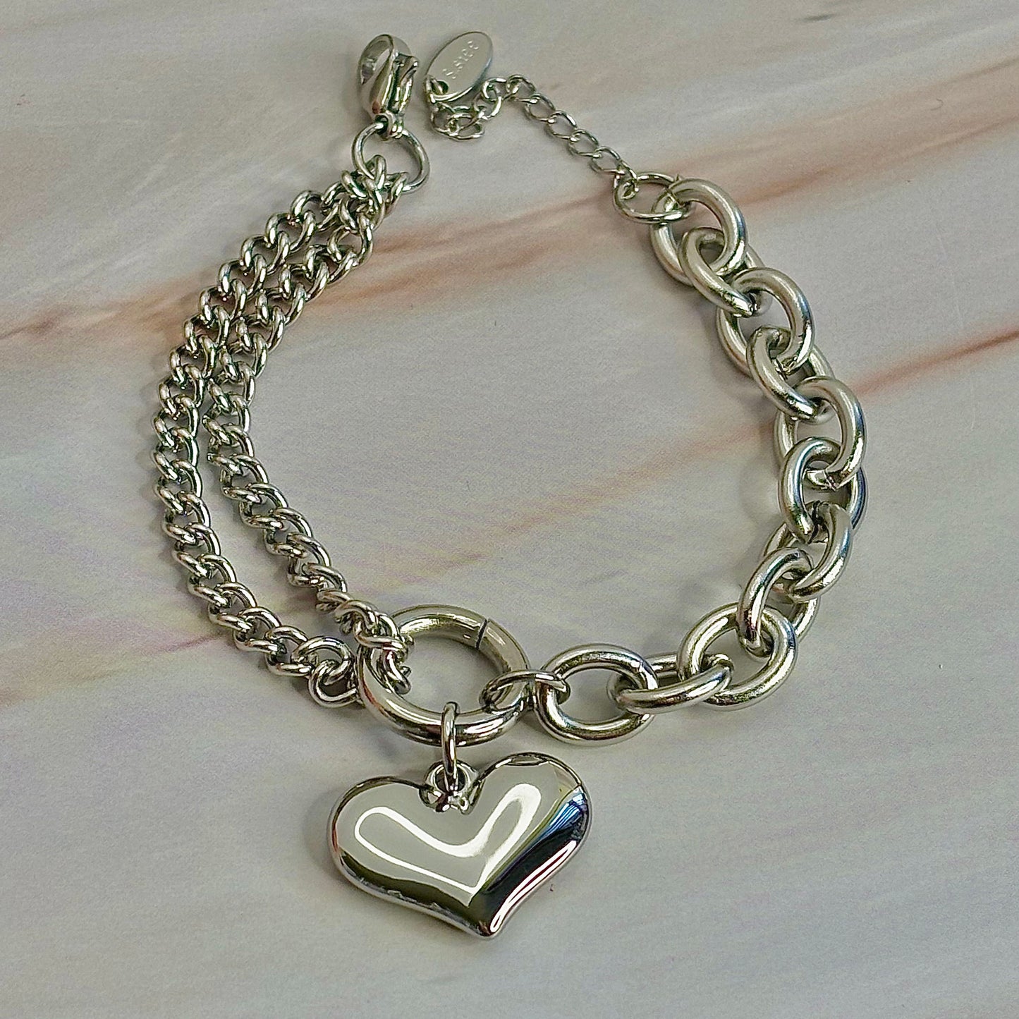 Bound Hearts Duo Chain Bracelet for Women - Available in Silver & Gold