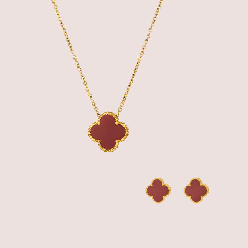 SAVE £5 2-Piece Four Leaf Clover Set (Red)