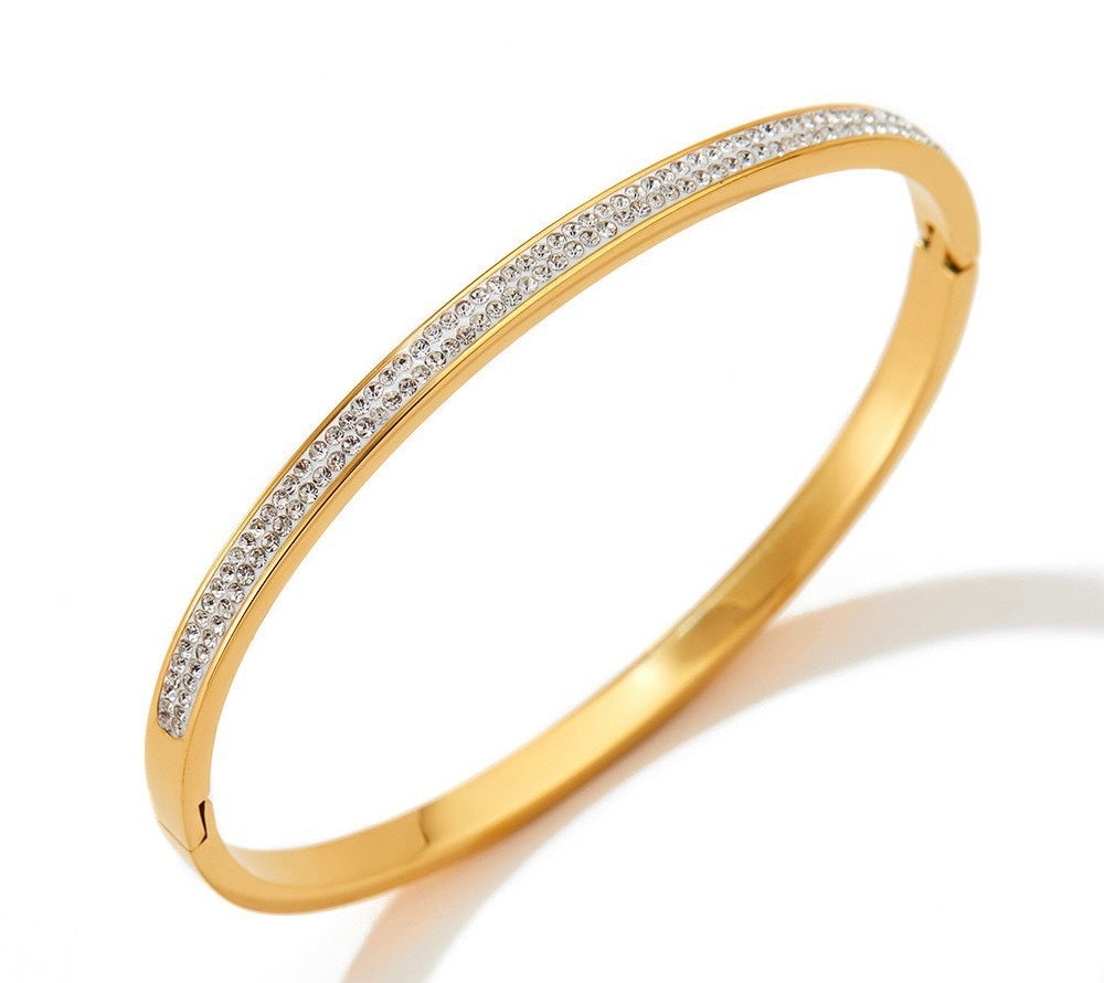 Classic Sparkling Duo Layer Solid Bangle