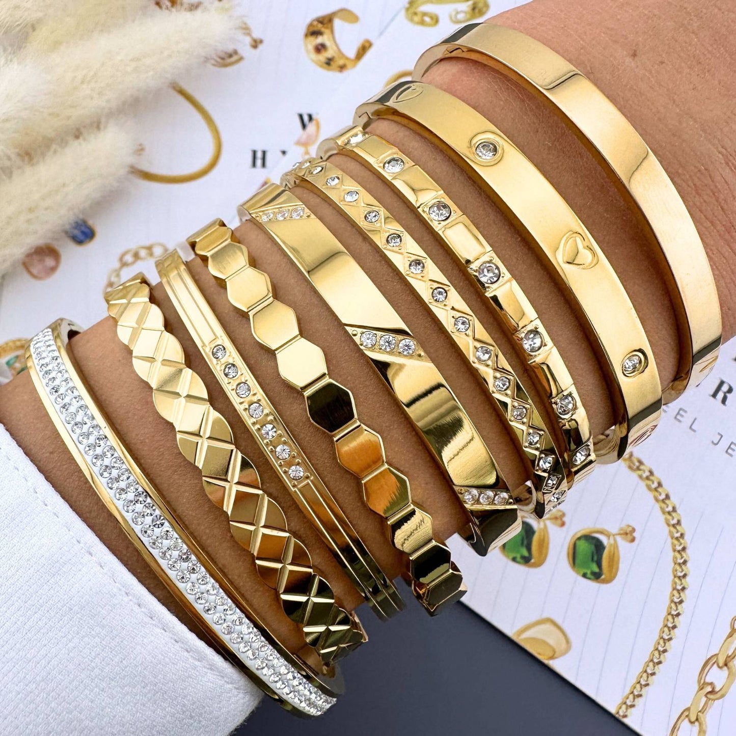 Classic Sparkling Duo Layer Solid Bangle