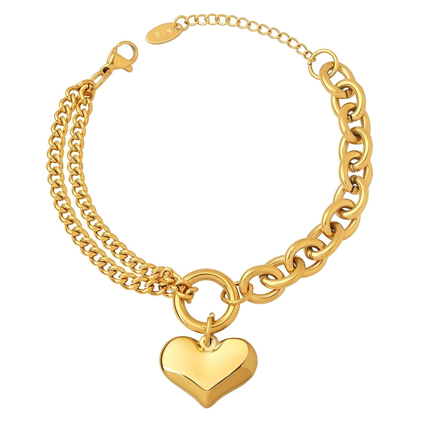 Bound Hearts Duo Chain Bracelet for Women - Available in Silver & Gold