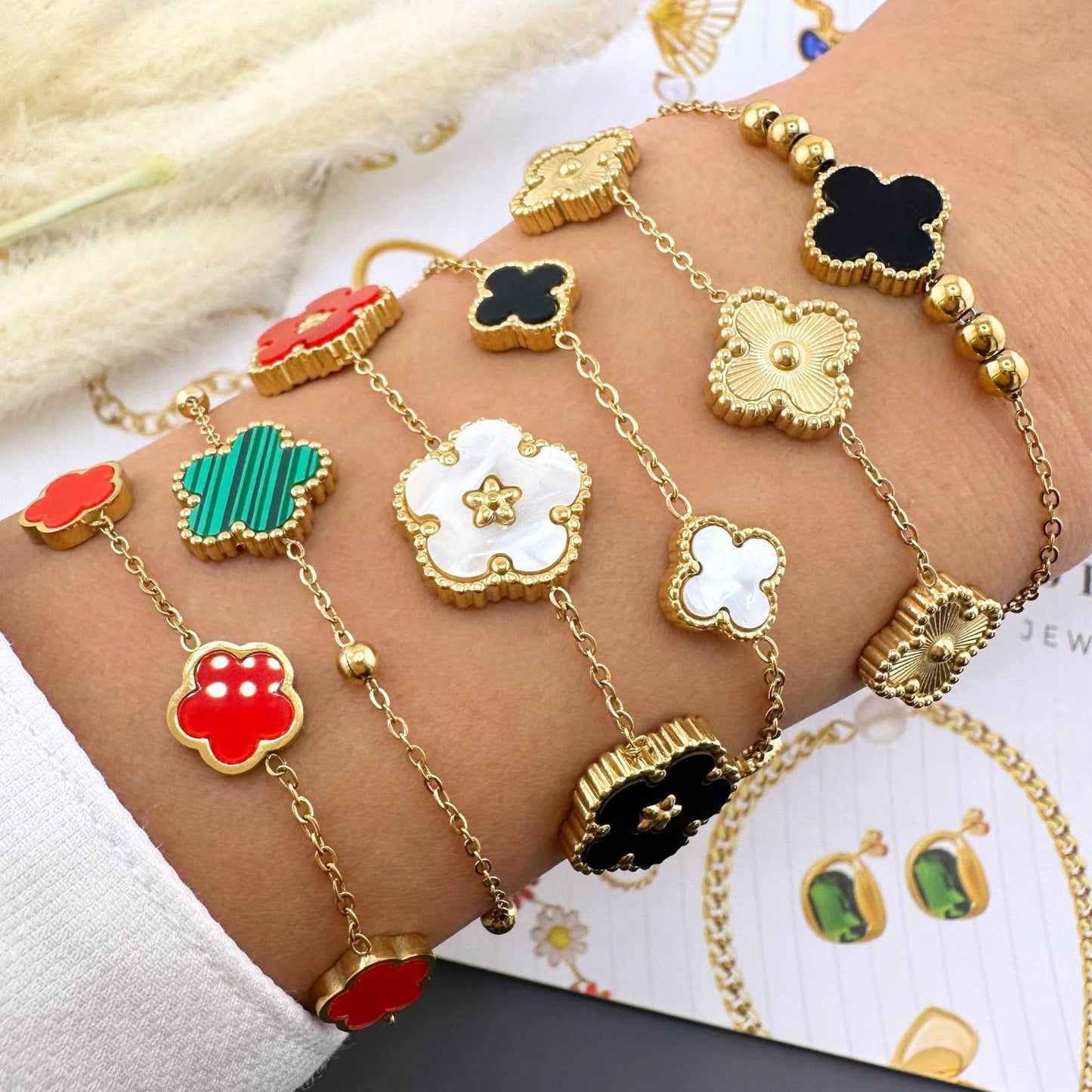 Gold Plated Four Leaf Clover Bracelet