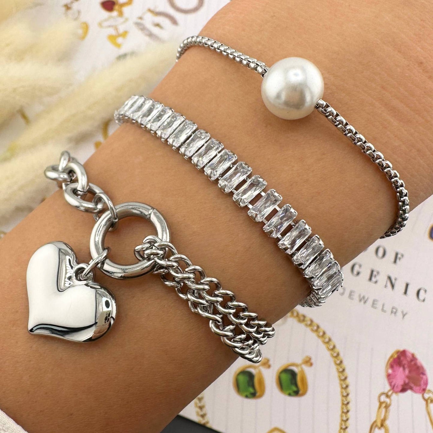 Bound Hearts Duo Chain Bracelet for Women - Available in Silver & Gold