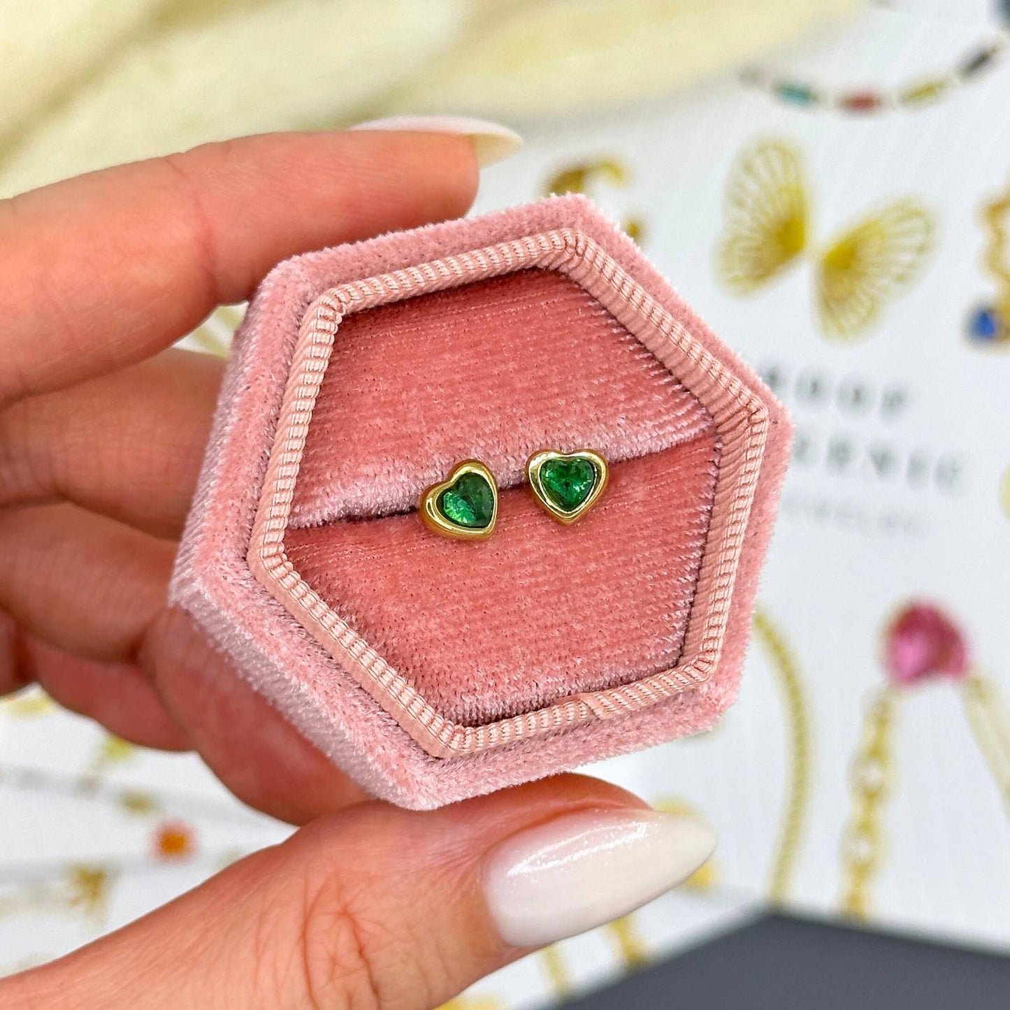 Emerald Heart Studs