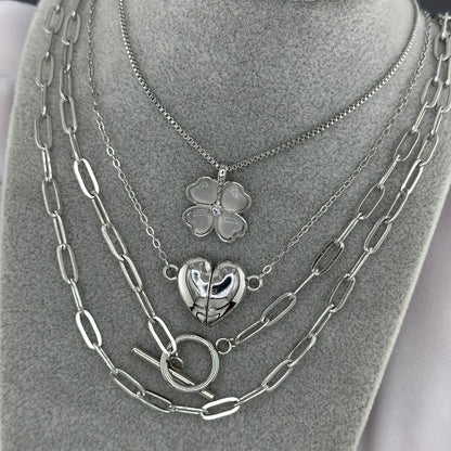 Minimalist Paperclip Link necklace, Stainless Steel