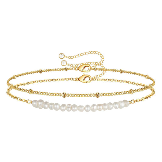 Gilded Pearl Cascade Bracelet for Women - Gold Plating