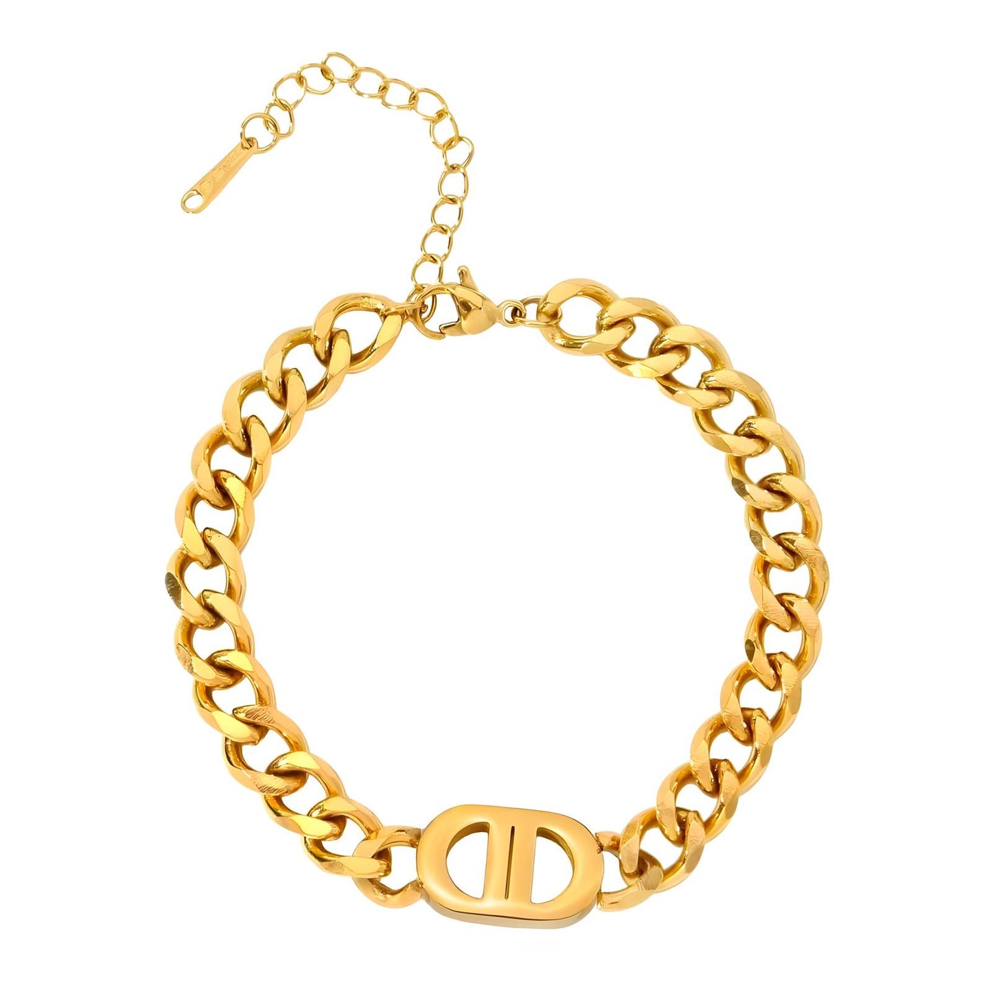 Double D chunky chain bracelet