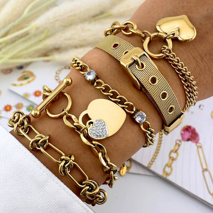 Bound Hearts Duo Chain Bracelet for Women - Available in Silver & Gold