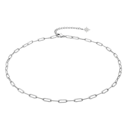 Minimalist Paperclip Link necklace, Stainless Steel