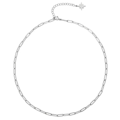 Minimalist Paperclip Link necklace, Stainless Steel