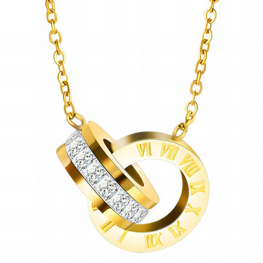 Chic Linked Circles Pendant Necklace - Gold Plating