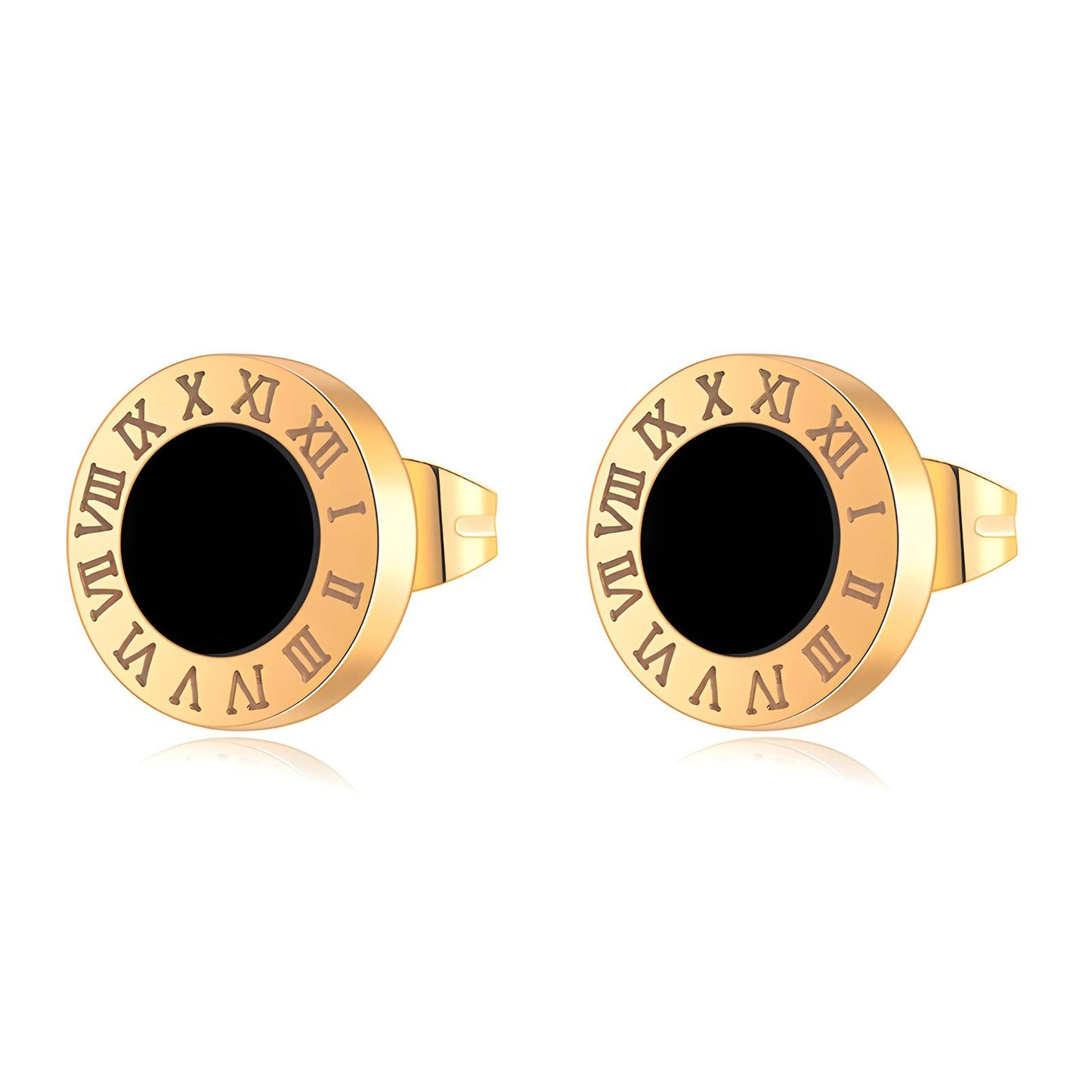 Roman numeral onyx stud earring