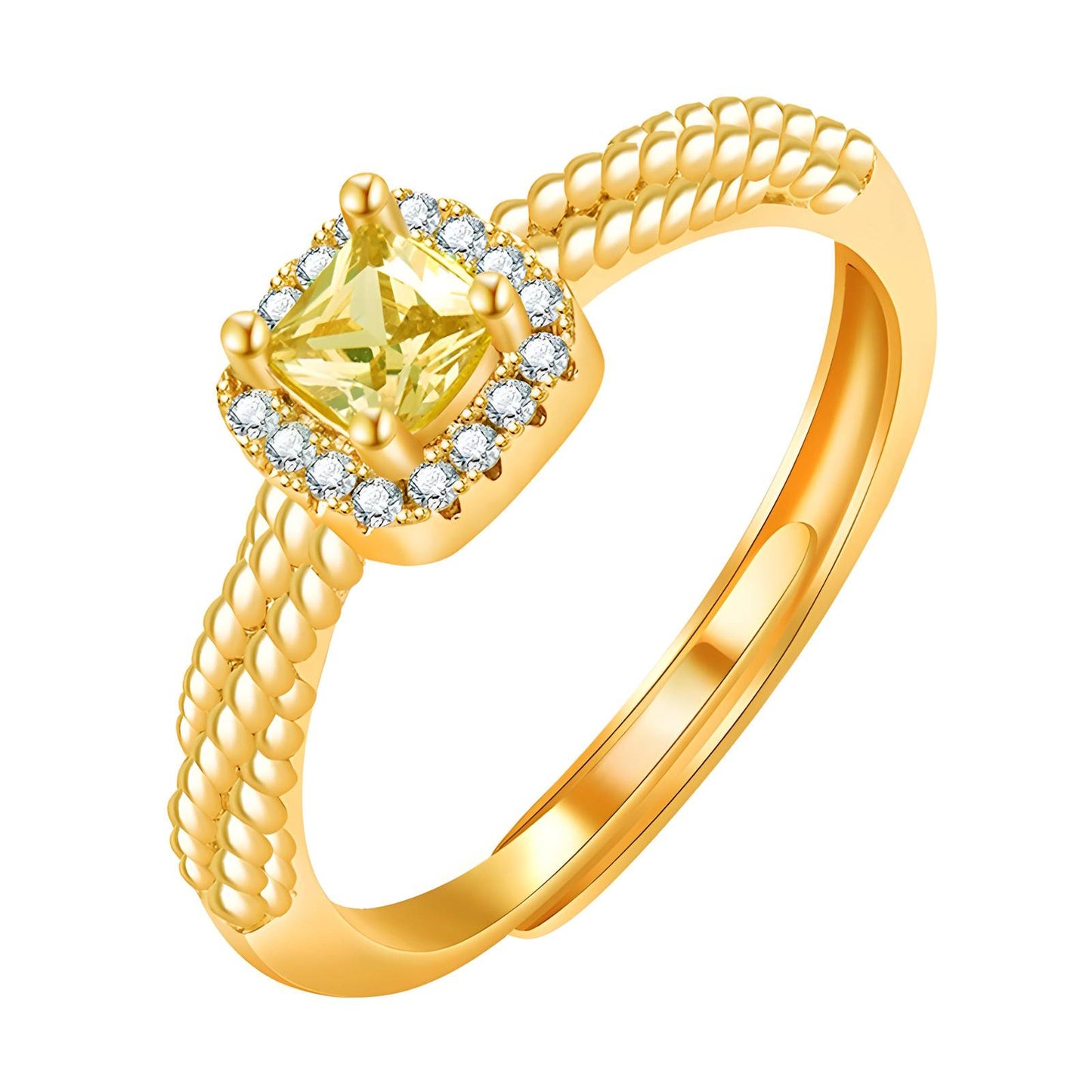 Citrine finish diamond look stud ring