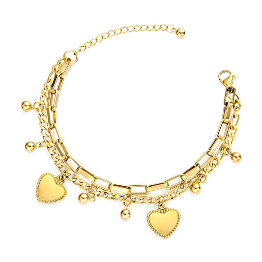 Golden Heart Harmony Bracelet - Stainless Steel