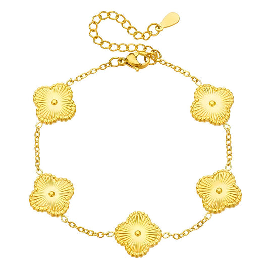 Gold Plated Four Leaf Clover Bracelet