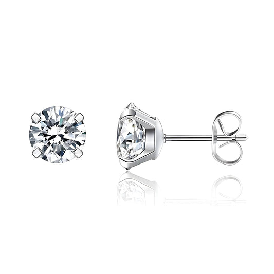 Stainless Steel Studs with Diamond-Look Design - Stainless Steel