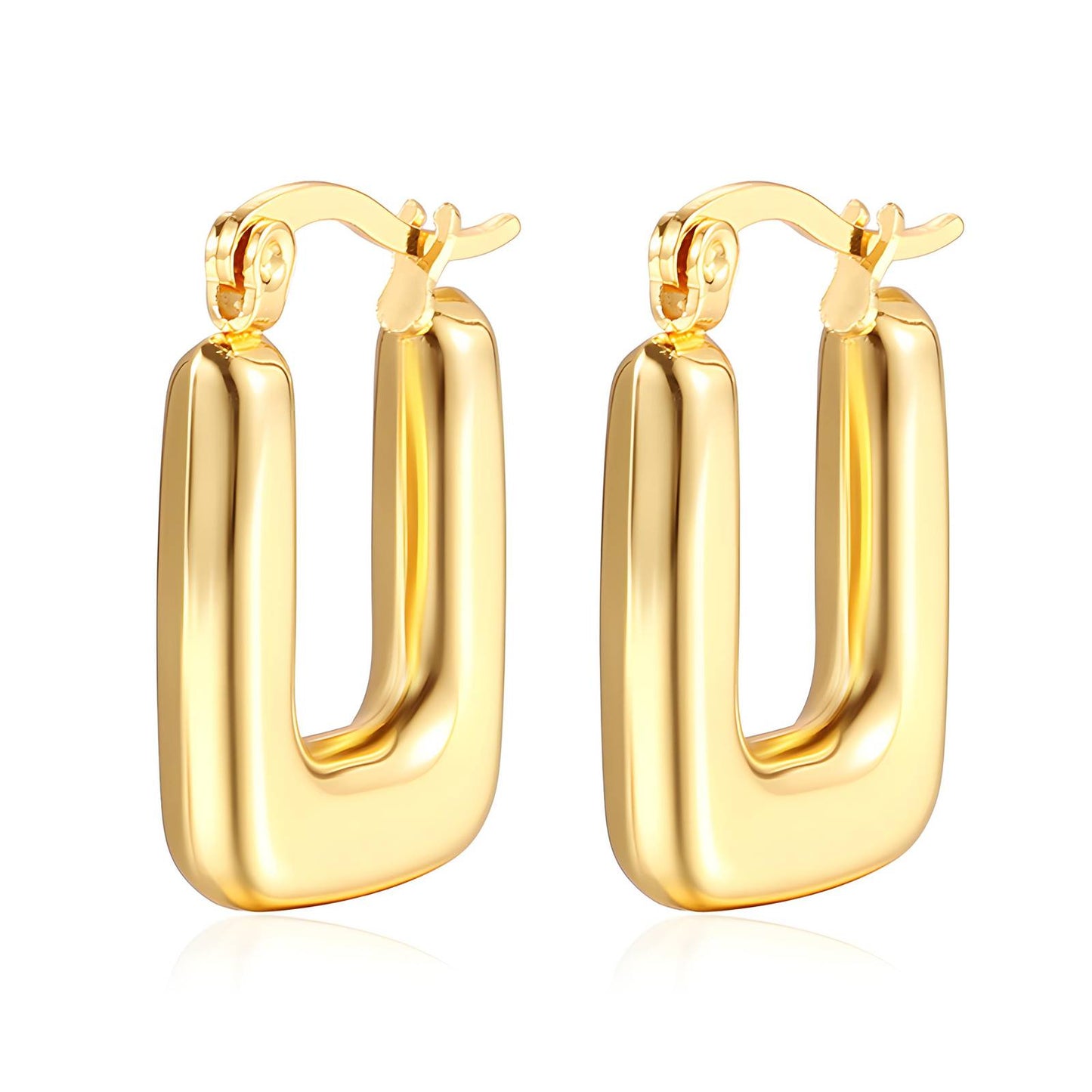 Curved Serenity U Shape Hoops - Stainless Steel Gold Plated Earrings