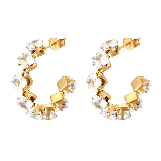 Radiant C shape hoop earring