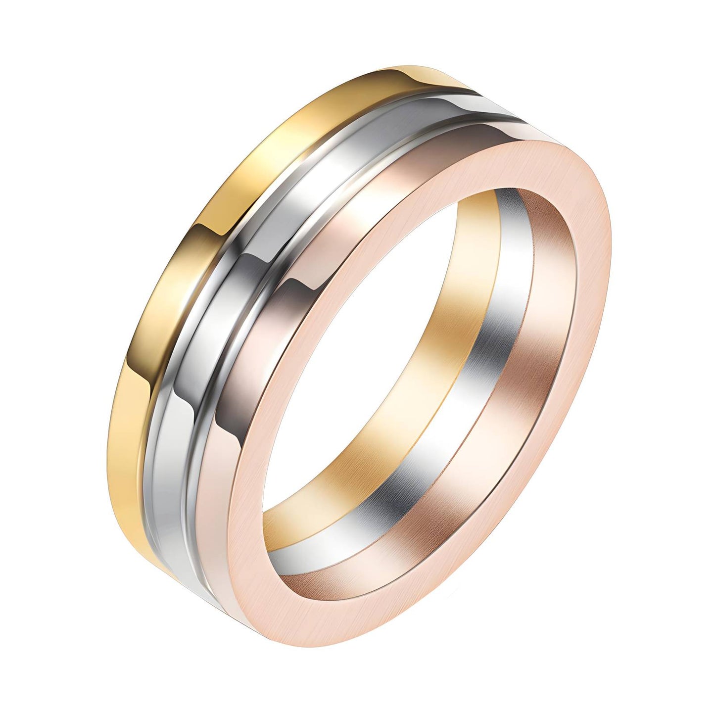 Elegant Dual-Wear, Three-Tiered ring, Stainless Steel