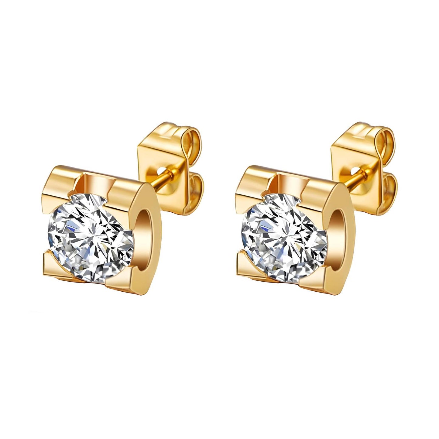 Enclosed golden stud earring