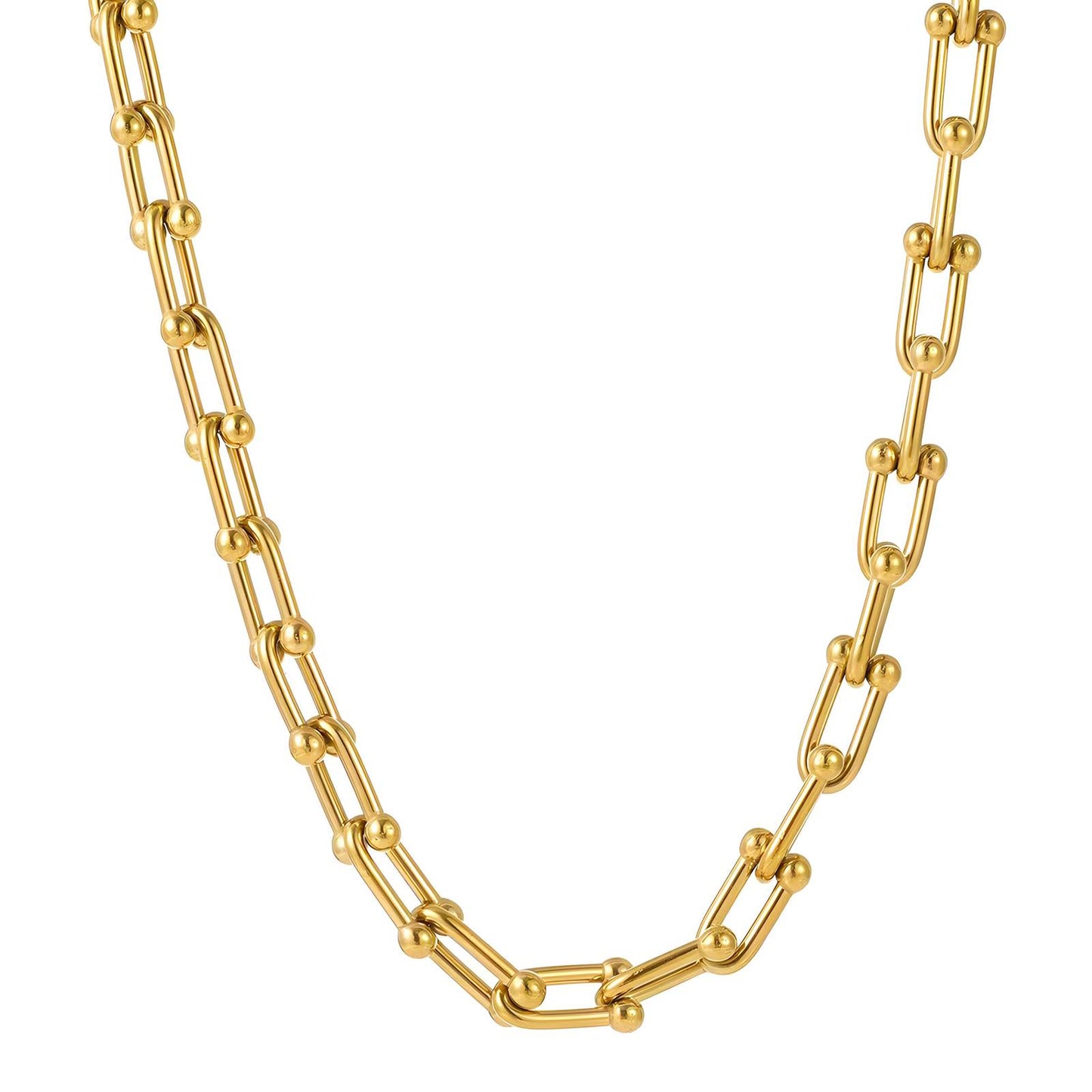 Gold Plated Stainless Steel Luxe U-Link Necklace - Timeless Elegance