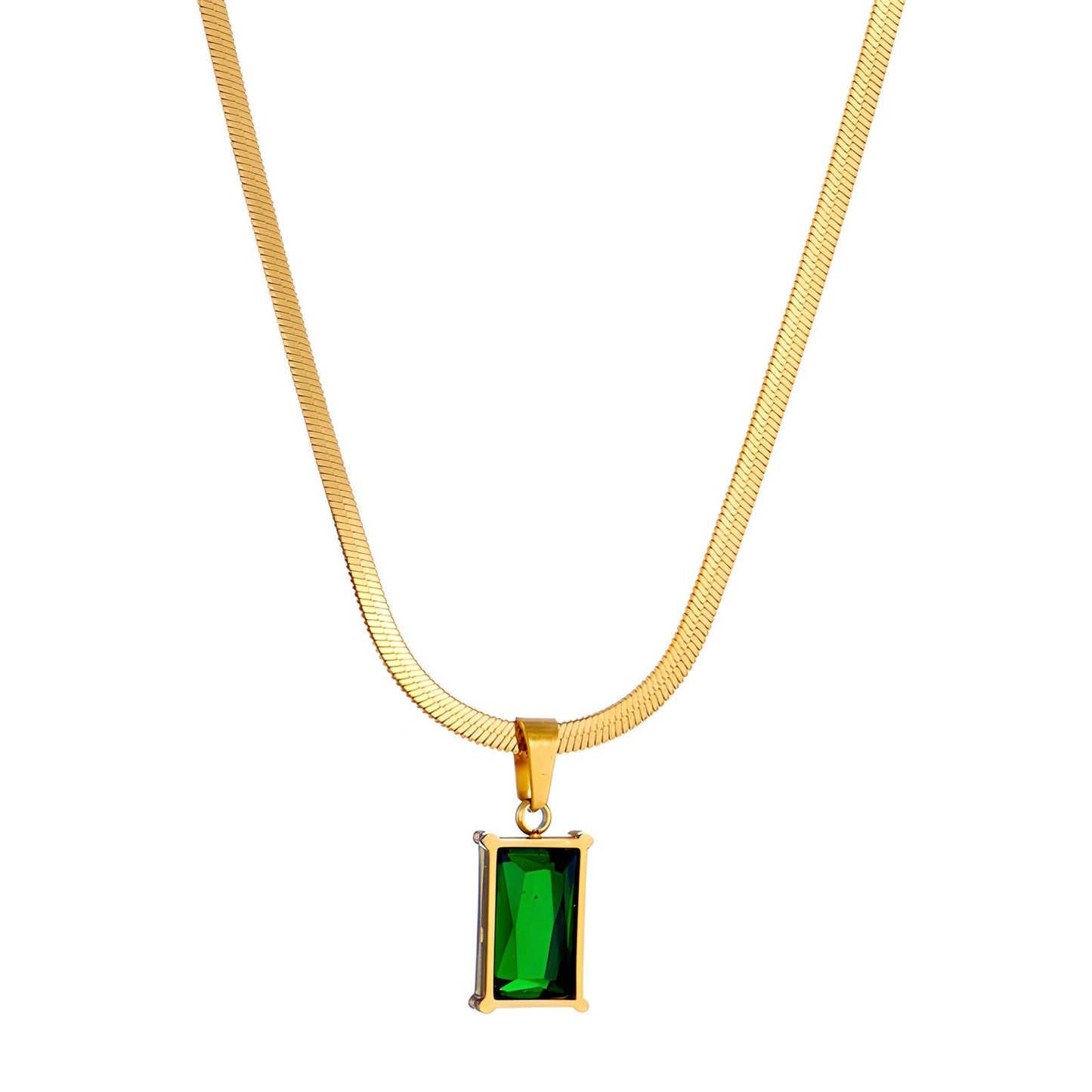 Emerald Bar Pendant Necklace