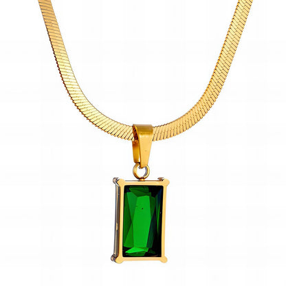 Emerald Bar Pendant Necklace