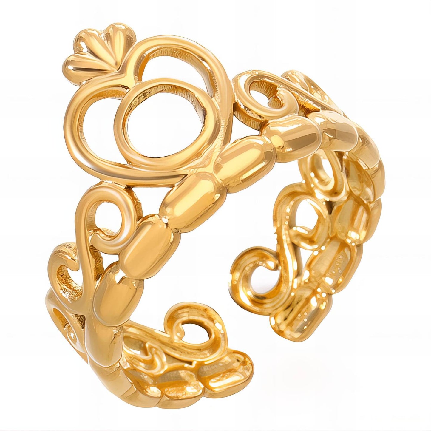 Adjustable Delicate Gold-Plated Heart Finger Ring