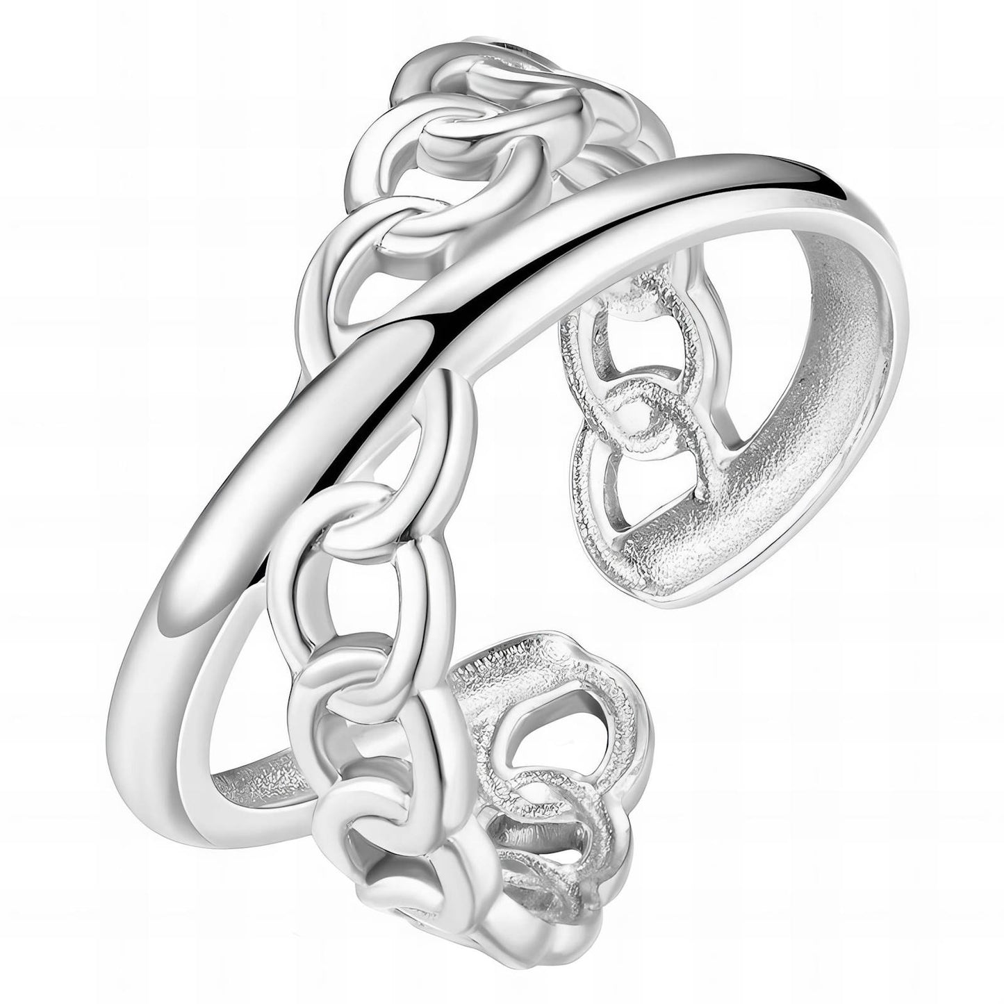 Stylish Interlinked Chain ring, Stainless Steel