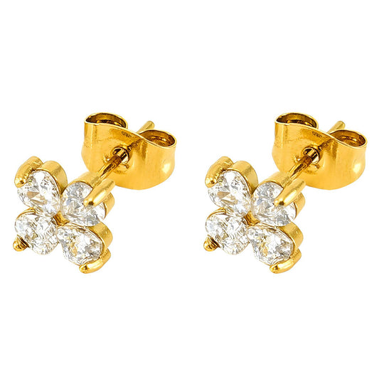 Four-leaf Diamond-look clover earrings