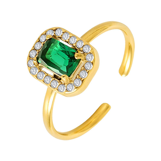 Radiant emerald finish single stud ring