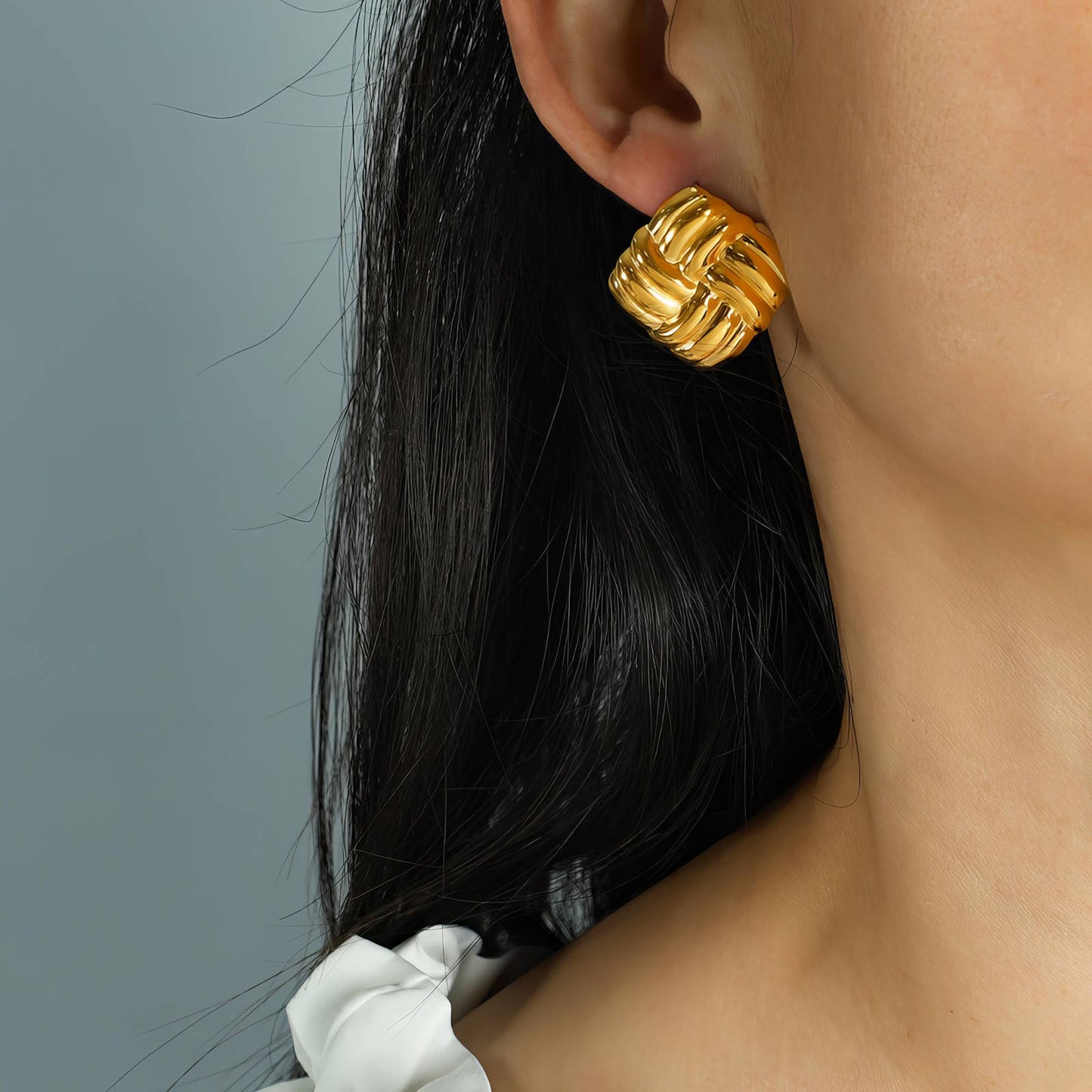 Cross weave statement earrings