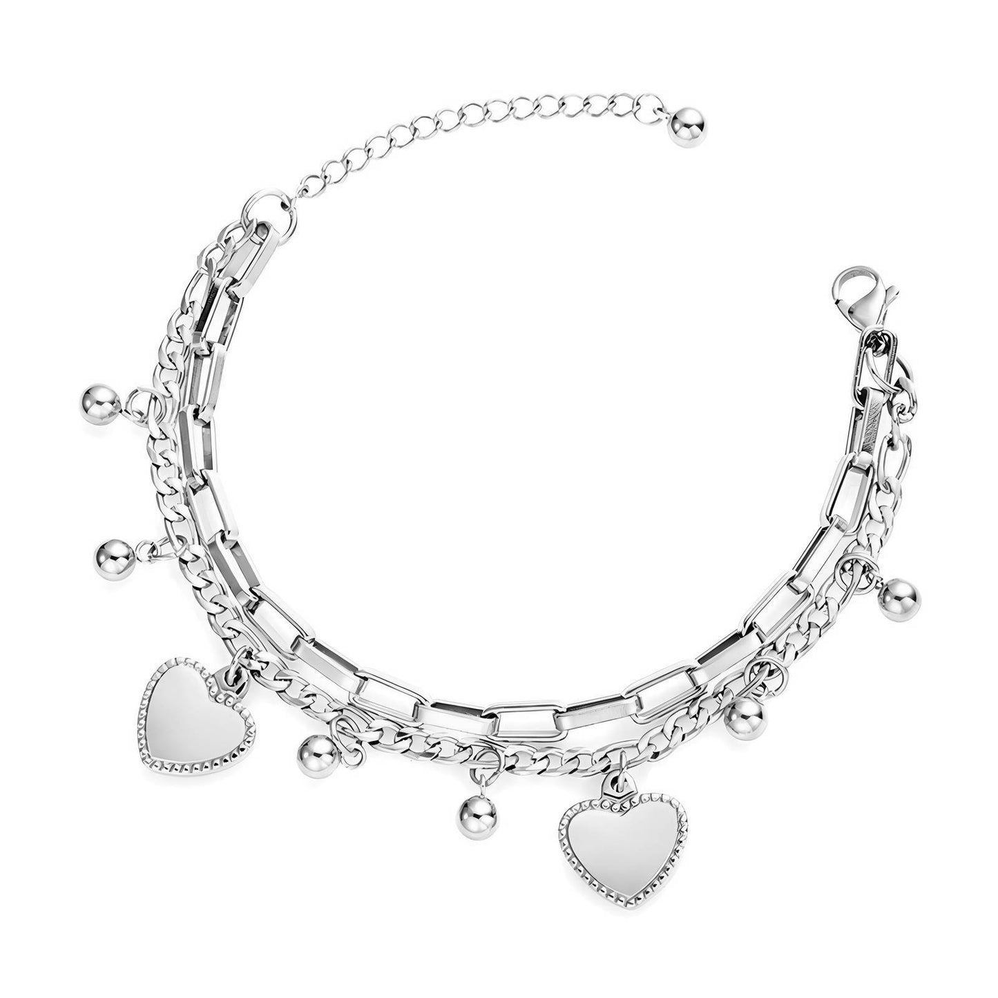Duo Heart Harmony Bracelet - Available in Silver & Gold