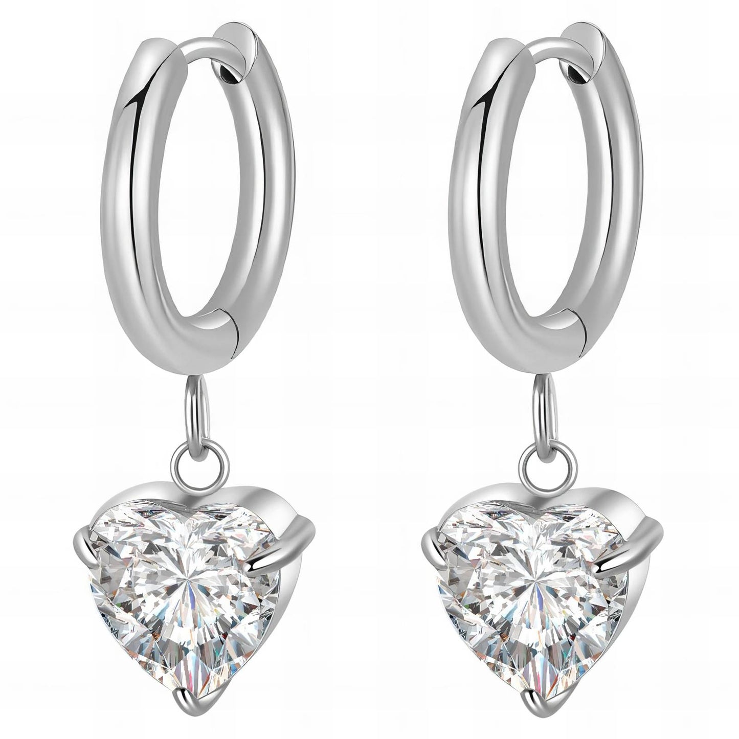 Crystal Heart Drop Hoops