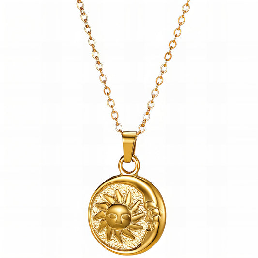 Golden Sun Medallion Necklace