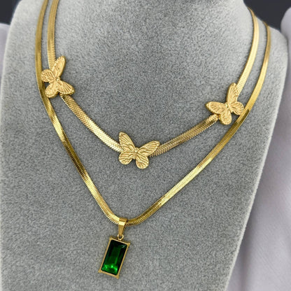 Emerald Bar Pendant Necklace