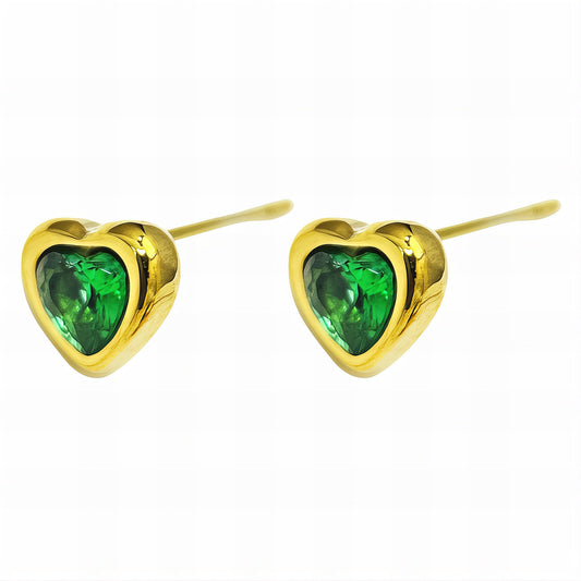 Emerald Heart Studs