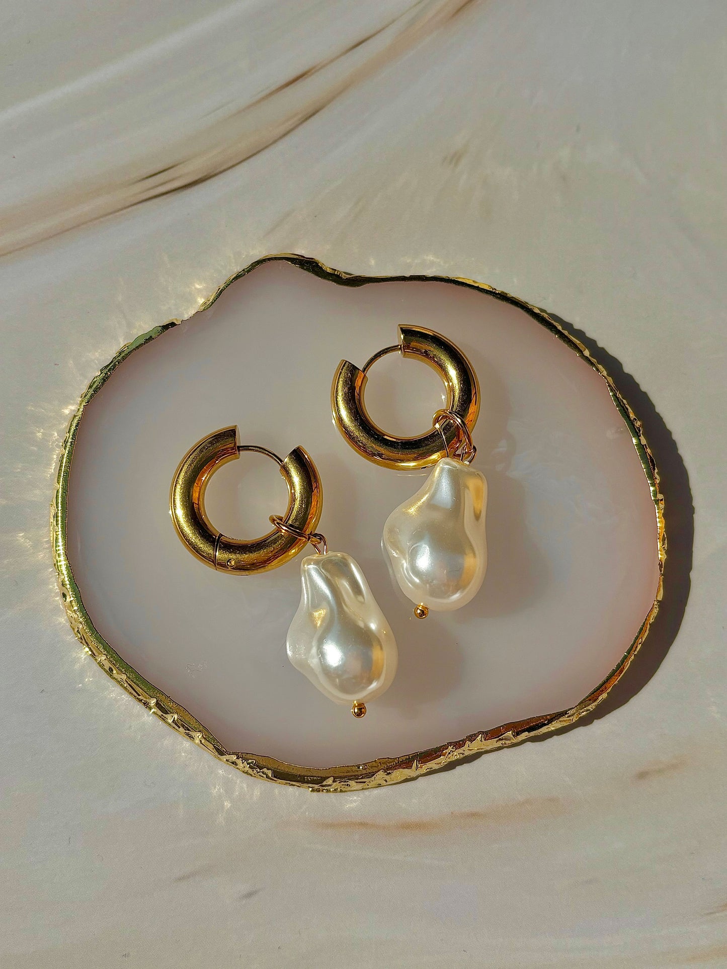 Large Pearl-Look Congo Earrings