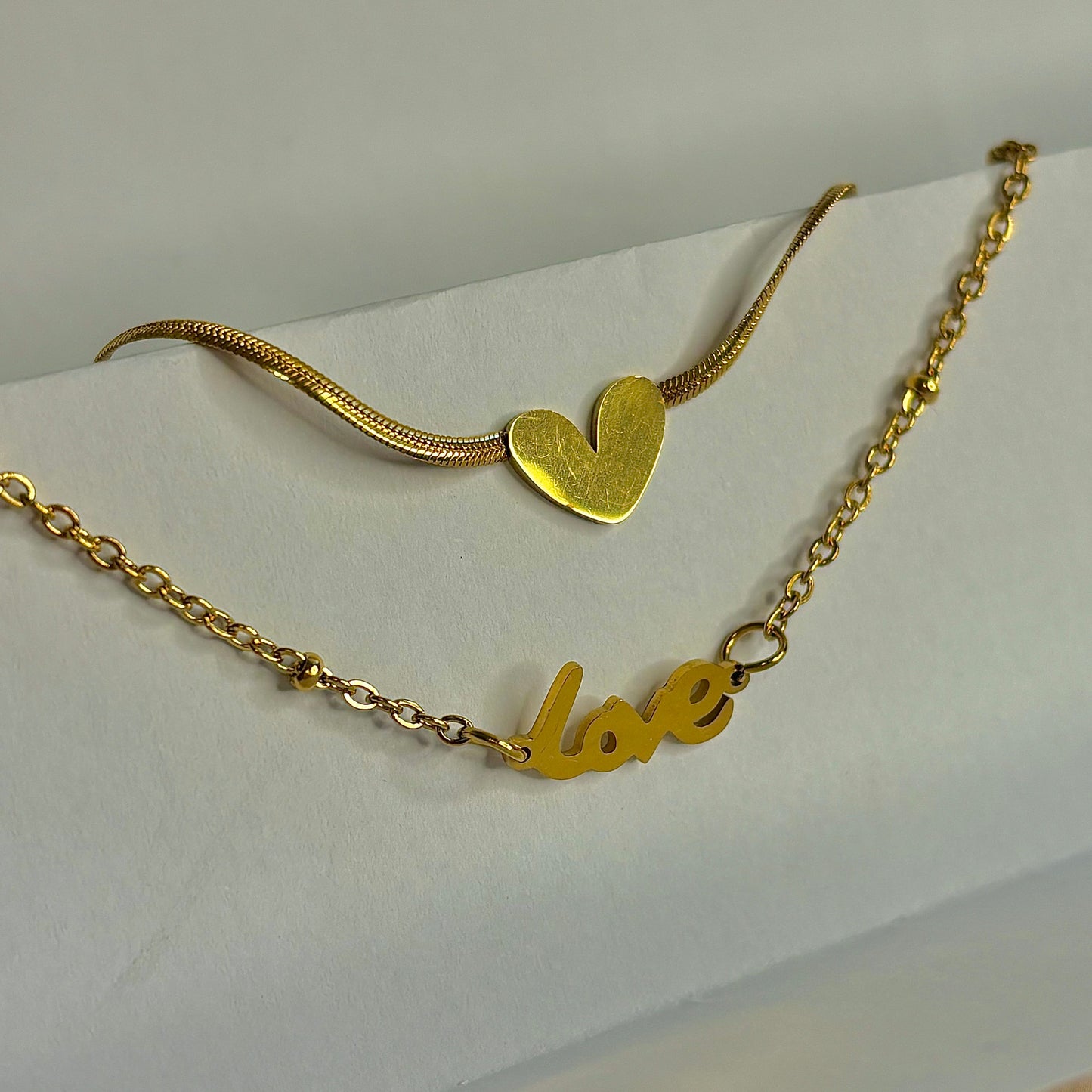 Heart & Love Elegance Anklet - Gold Plated & Stainless Steel