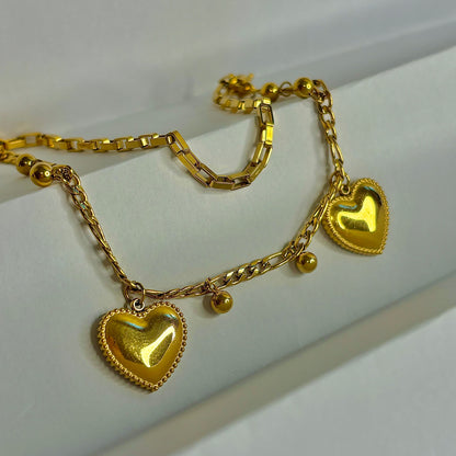 Duo Heart Harmony Bracelet - Available in Silver & Gold