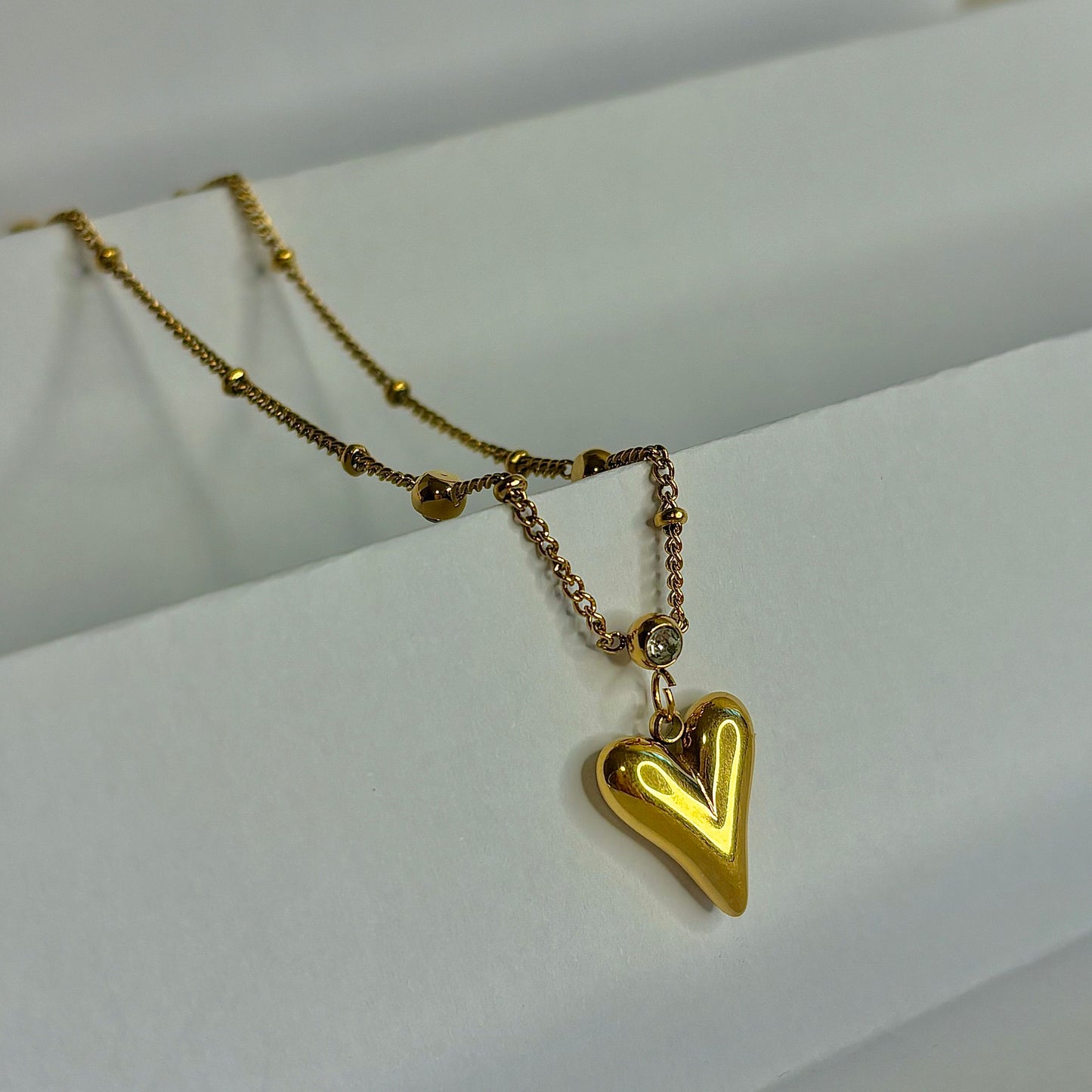 Heart Pendant Diamond Look Anklet