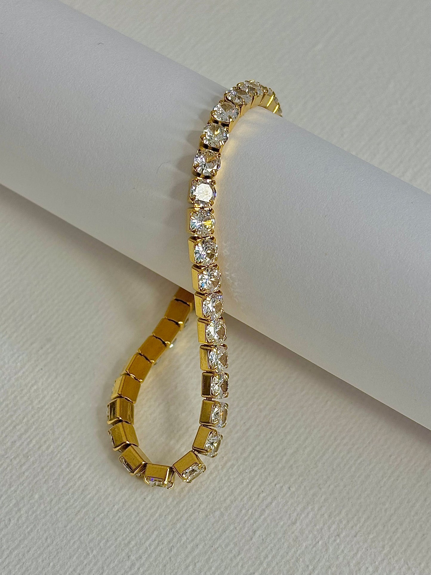 Golden Radiance Diamond Look Tennis Bracelet